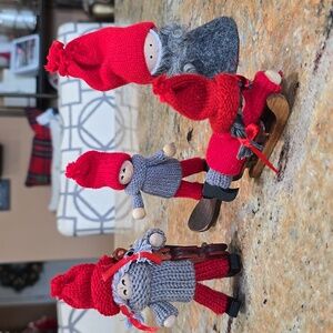 Christmas Swedish kid gnomes violin snowboard sled set of 4